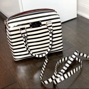 New Kate Spade black and white strip purse